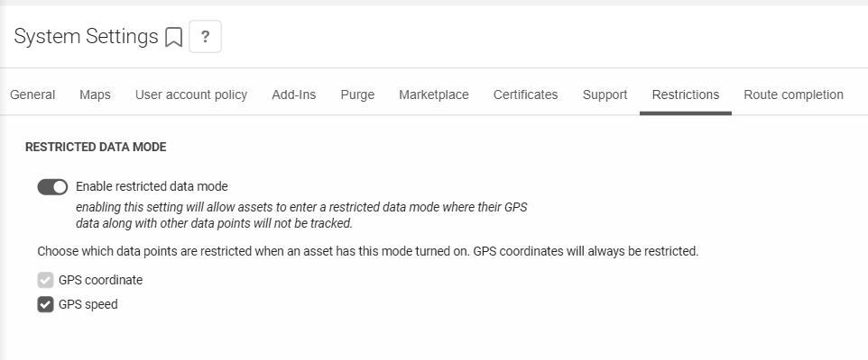 Enable restricted data mode